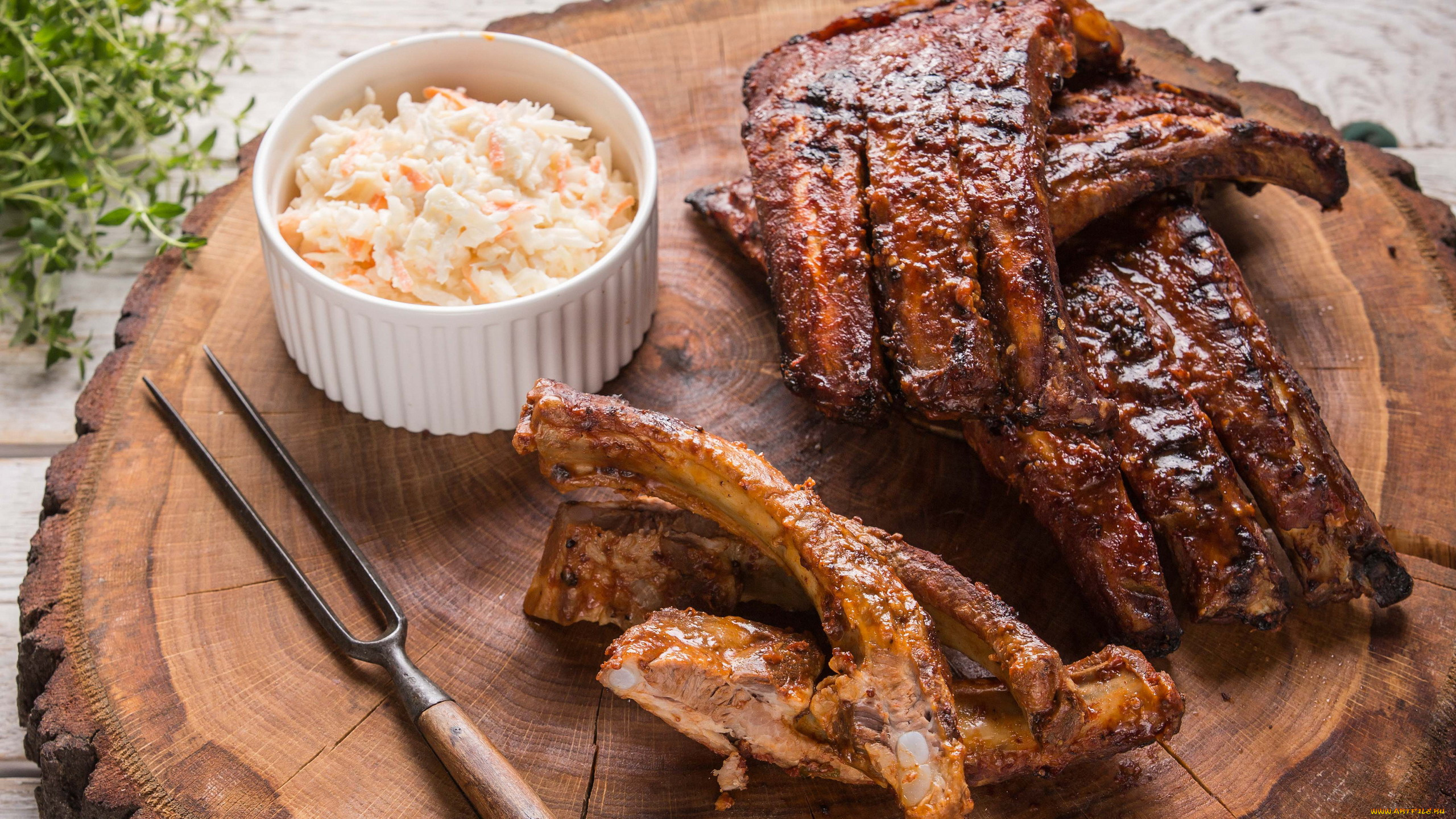 еда, мясные, блюда, аппетитные, ребрышки, салат