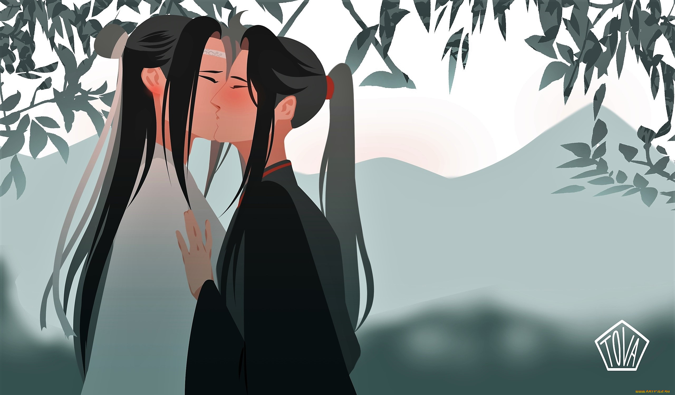 аниме, mo, dao, zu, shi, вэй, усянь, лань, ванцзы, поцелуй