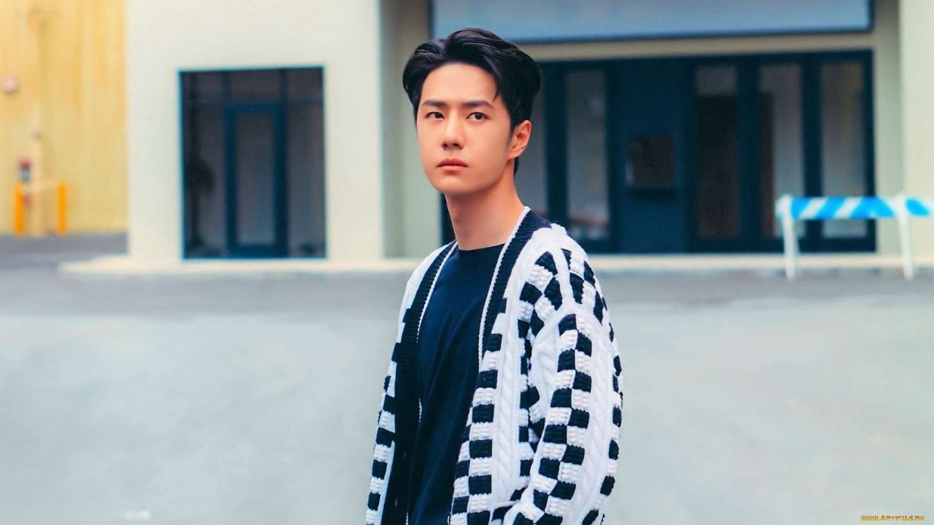 мужчины, wang, yi, bo, актер, кардиган, площадка