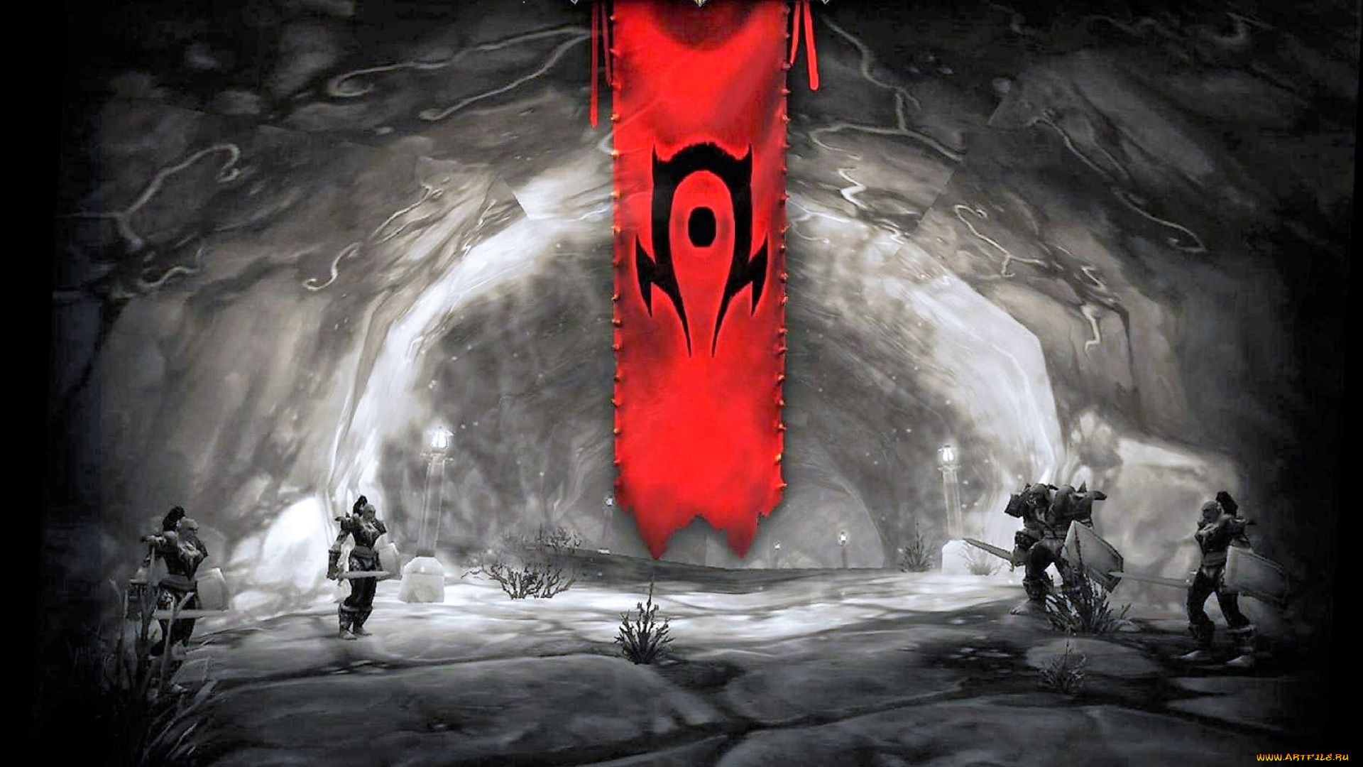 видео, игры, world, of, warcraft, знамя, пещера, воины