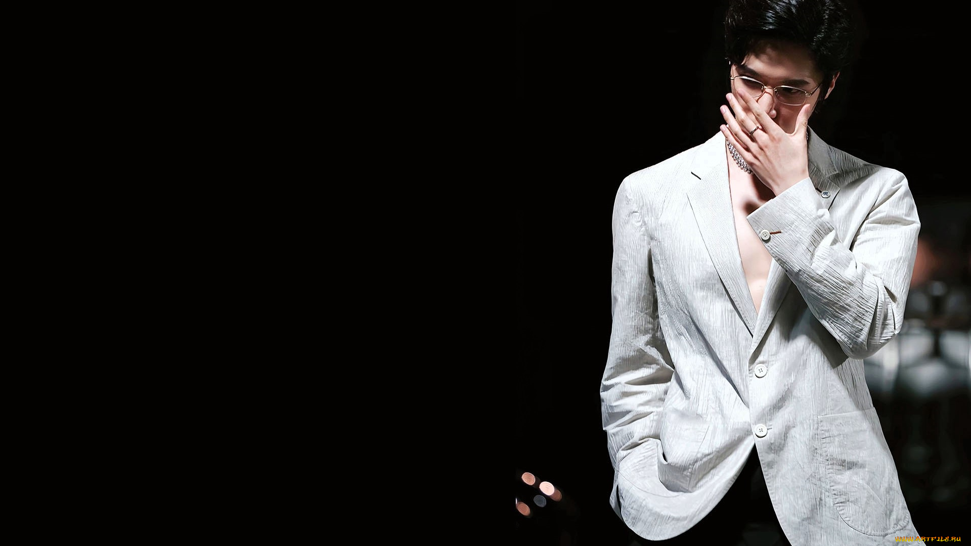 мужчины, liu, haikuan, актер, очки, пиджак