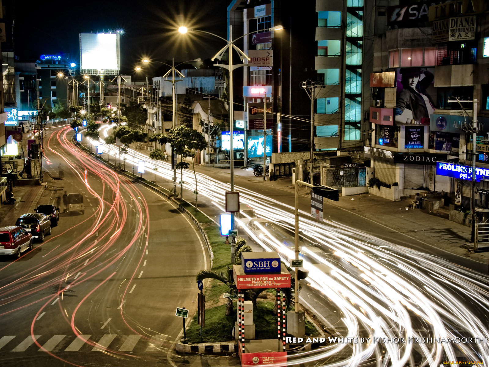 города, огни, ночного, hyderabad, india