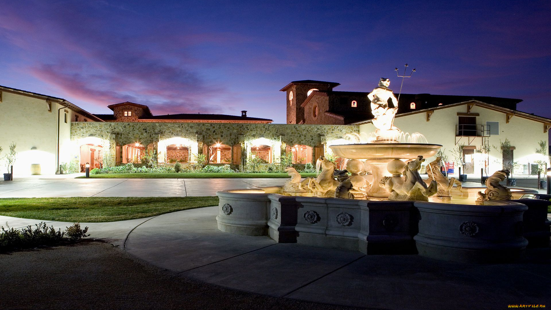 города, фонтаны, фонтан