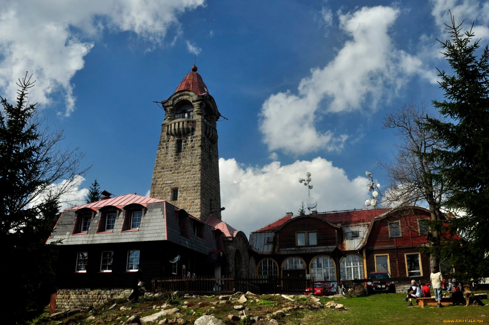 Черная, башня, города, здания, дома, Чехия