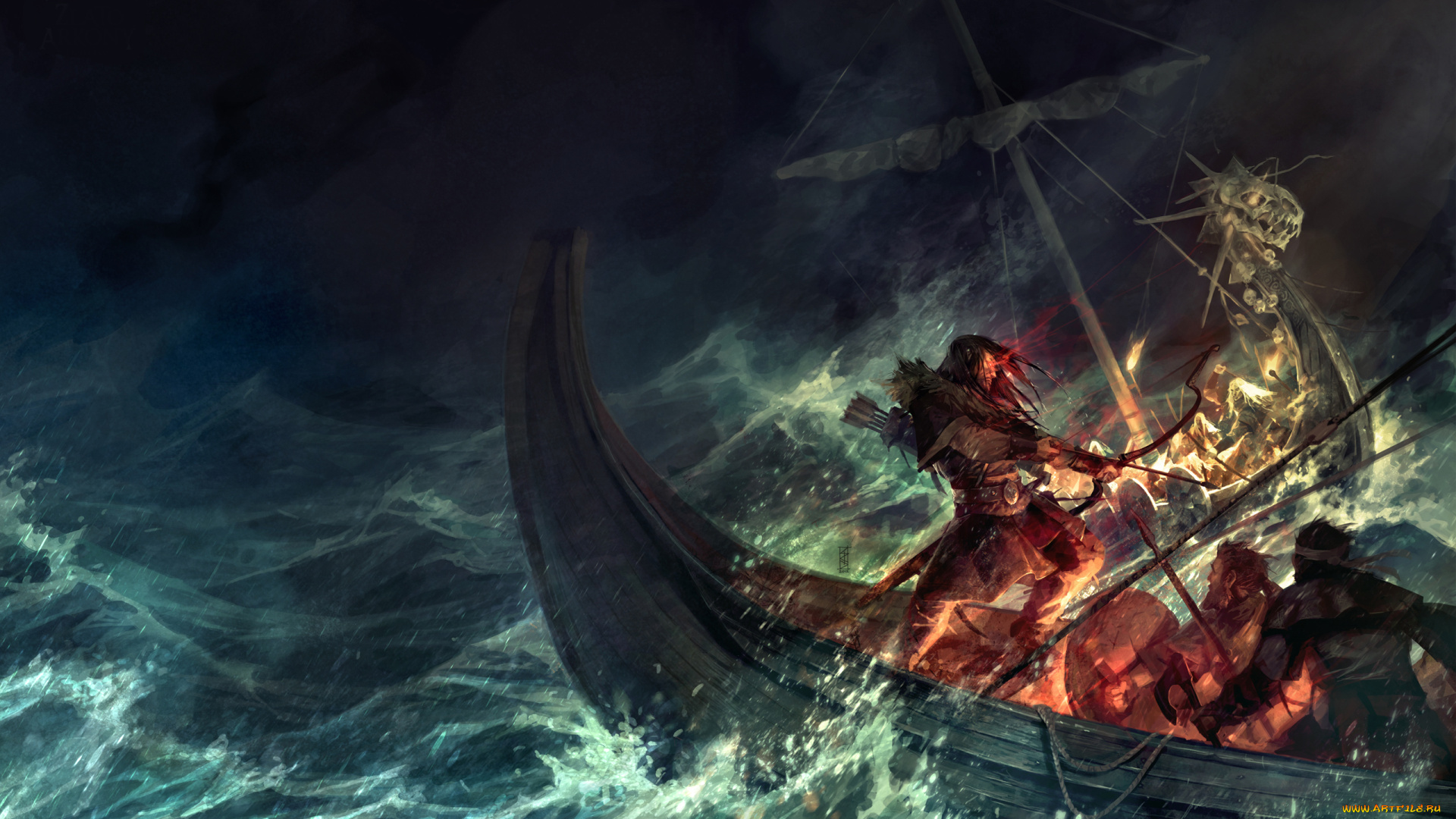 фэнтези, люди, море, сражение