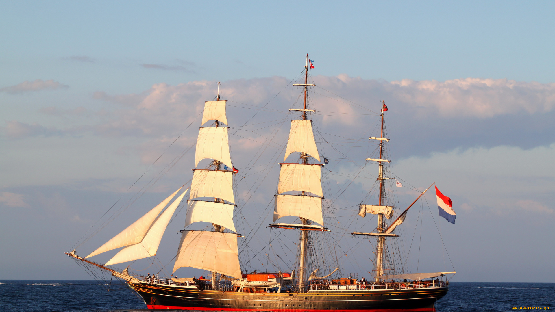 корабли, парусники, парусник, море, флаг, паруса