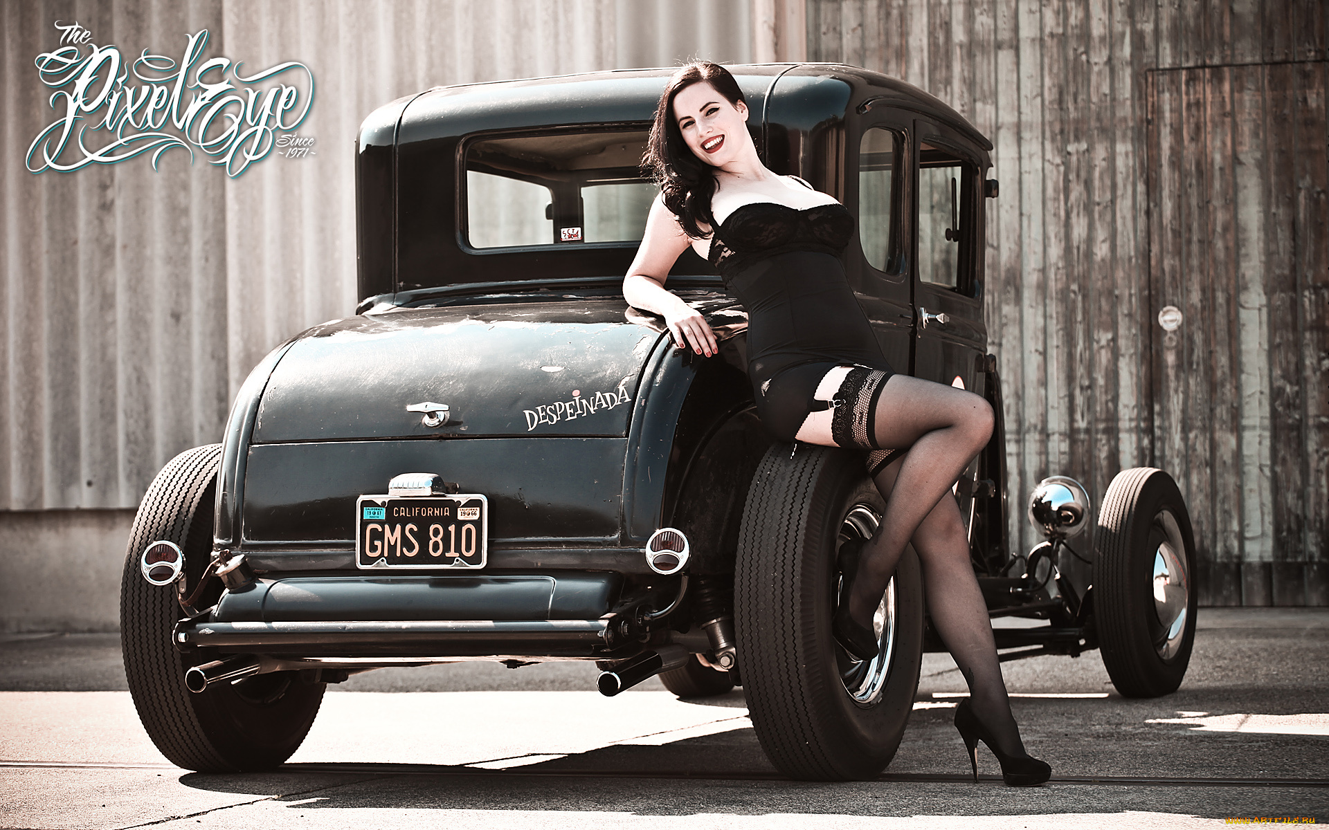 автомобили, авто, девушками, hot, чулки, машина, ретро