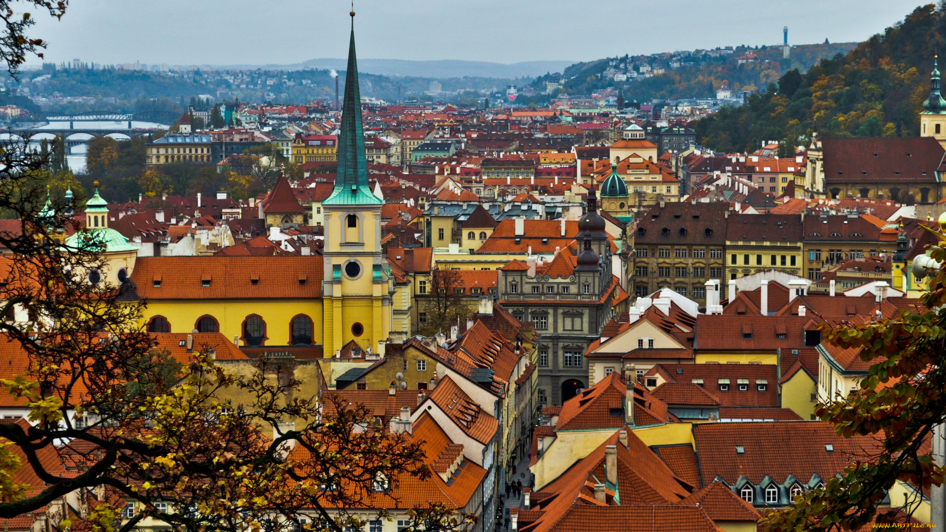 города, прага, Чехия, крыши