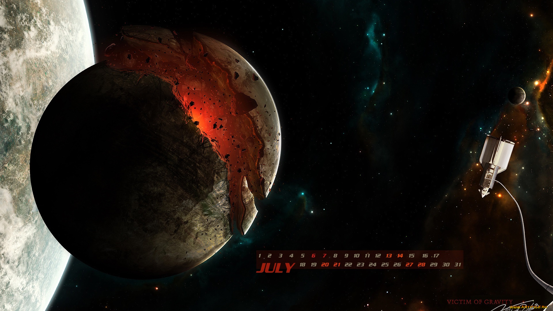 календари, компьютерный, дизайн, планеты