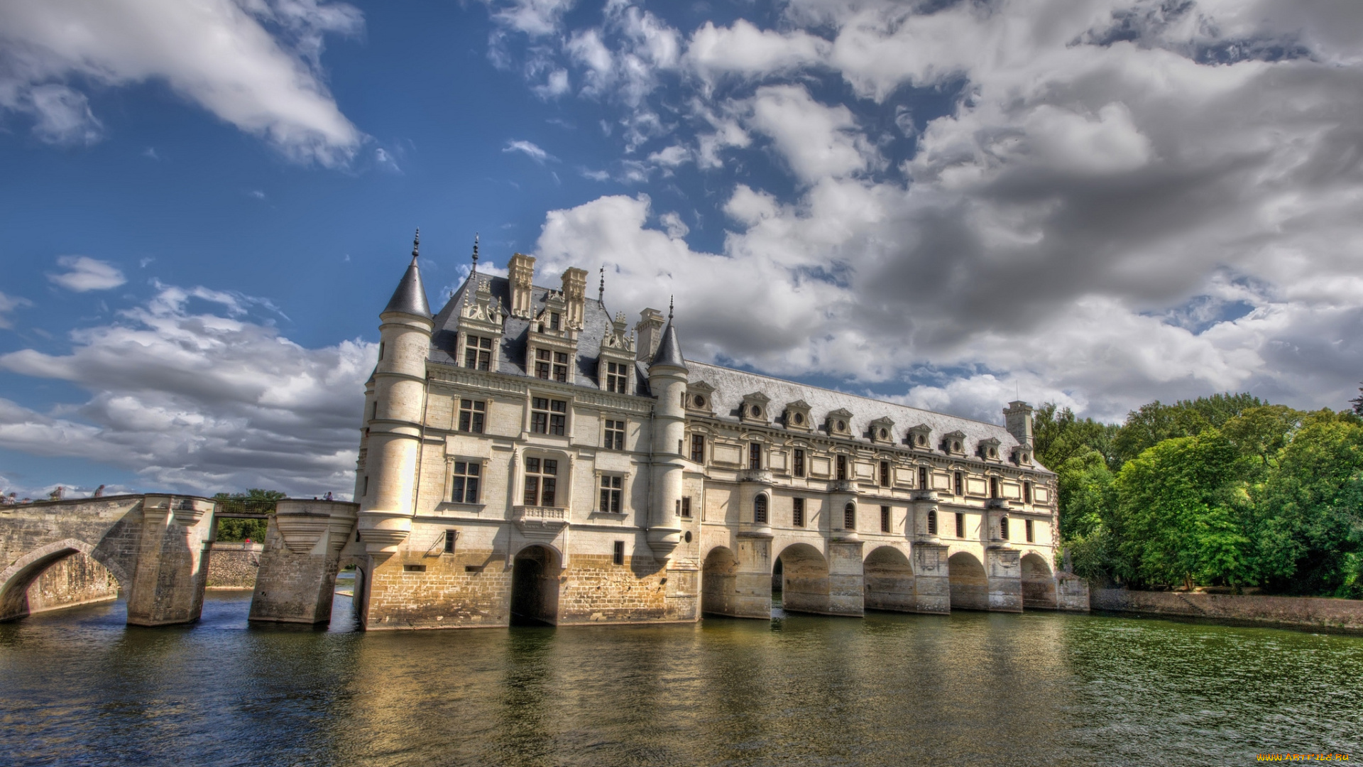 замок, шенонсо, города, замки, луары, франция, вода