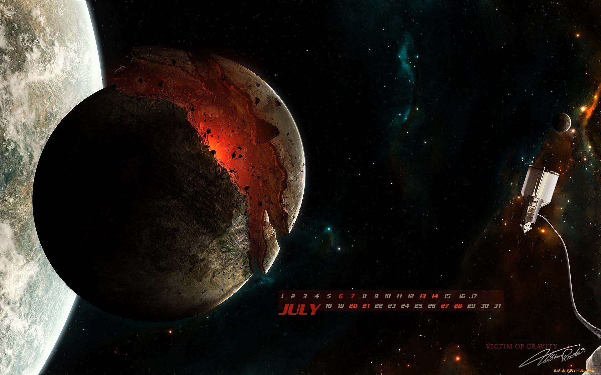 календари, компьютерный, дизайн, планеты