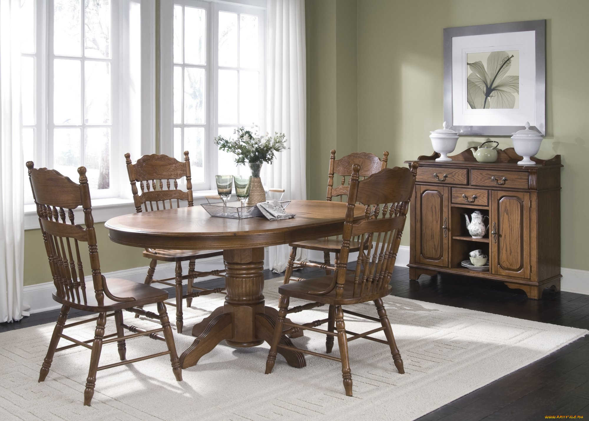 интерьер, столовая, стол, стулья, посуда