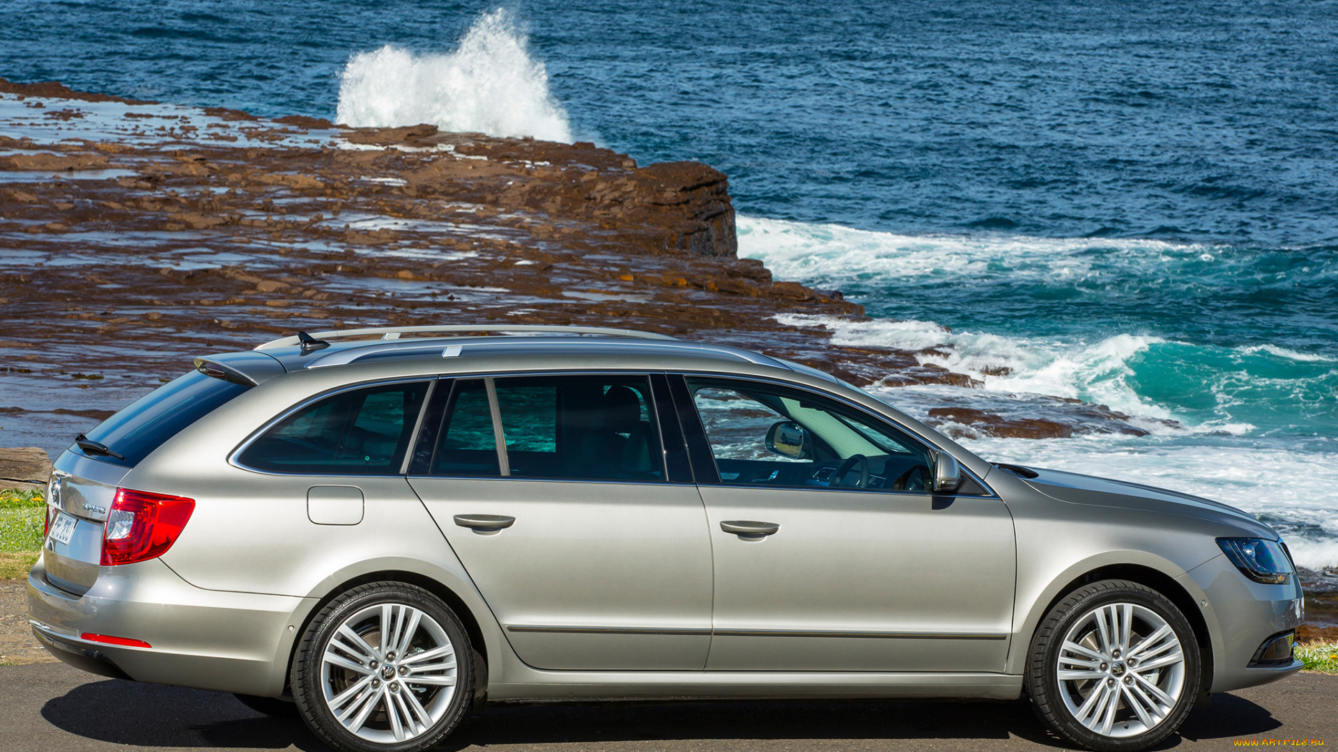 автомобили, skoda, superb, wagon, 2014г, серый