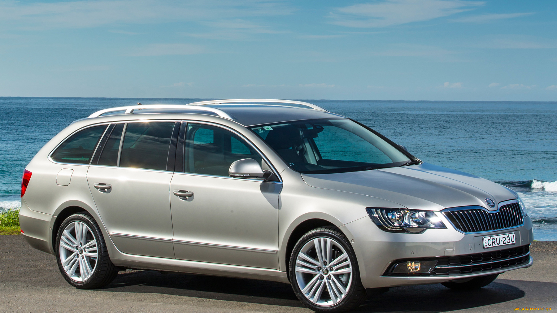 автомобили, skoda, superb, wagon, 2014г, серый