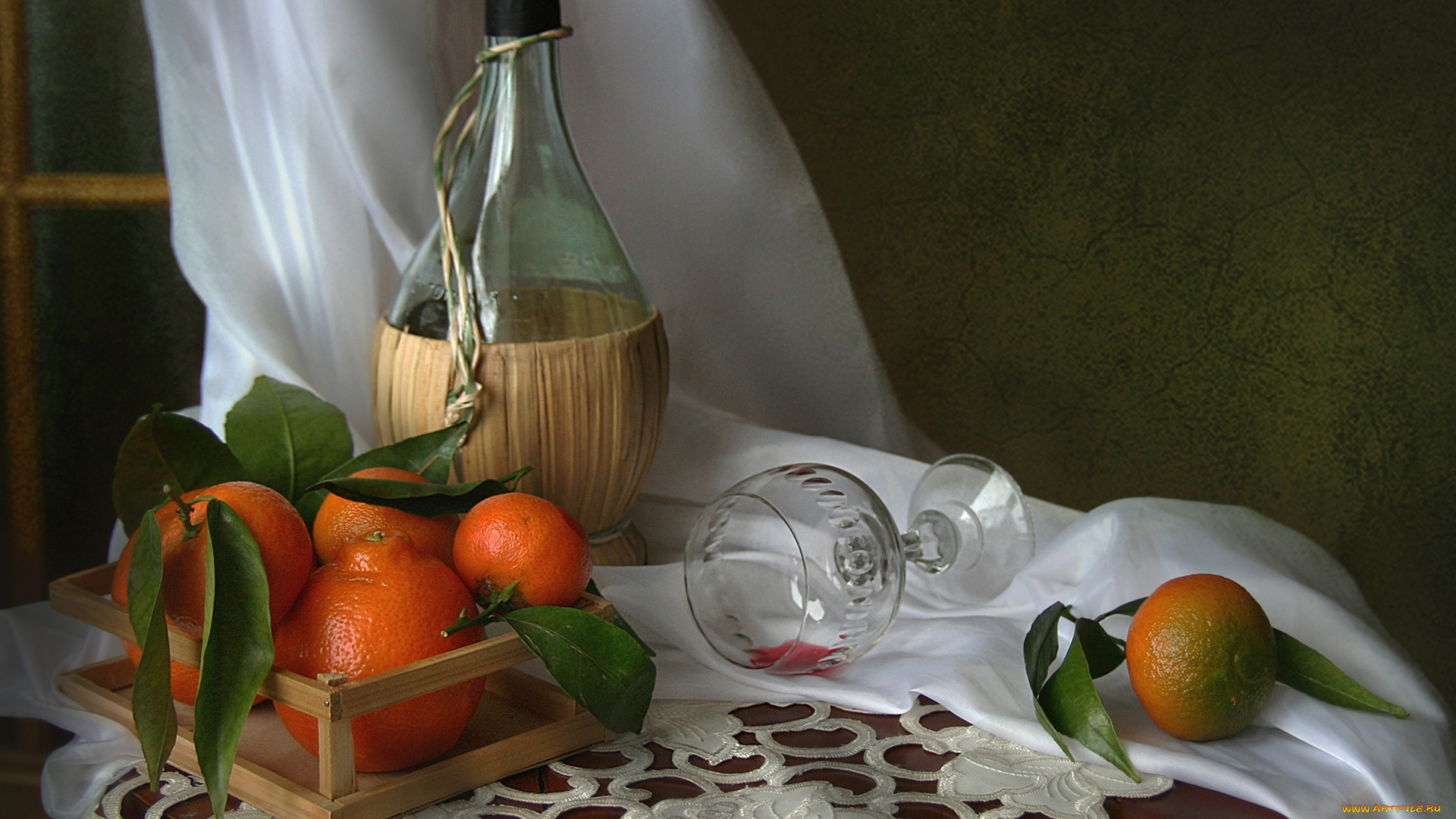 еда, цитрусы, бутылка, мандарин