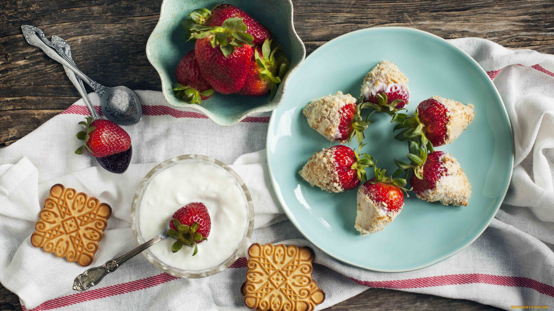 еда, клубника, , земляника, печенье