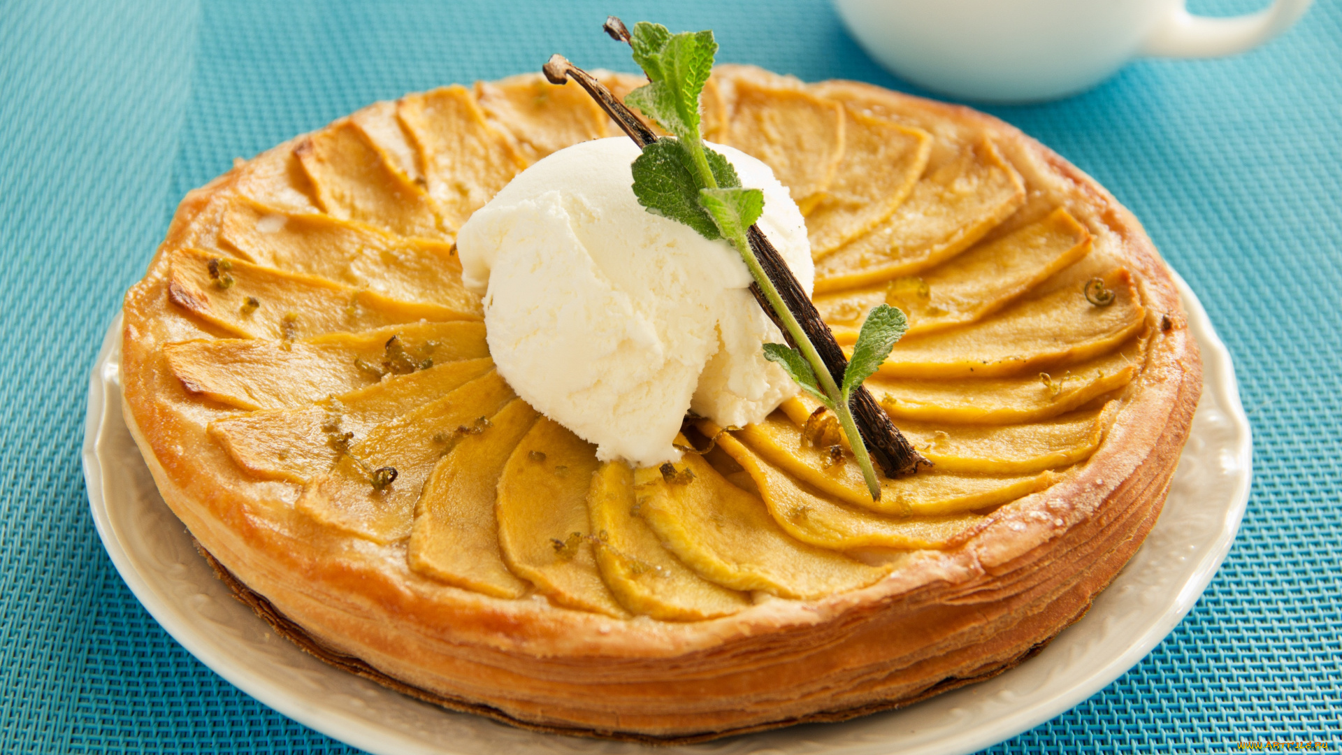еда, пироги, мята, мороженое, начинка, пирог, выпечка