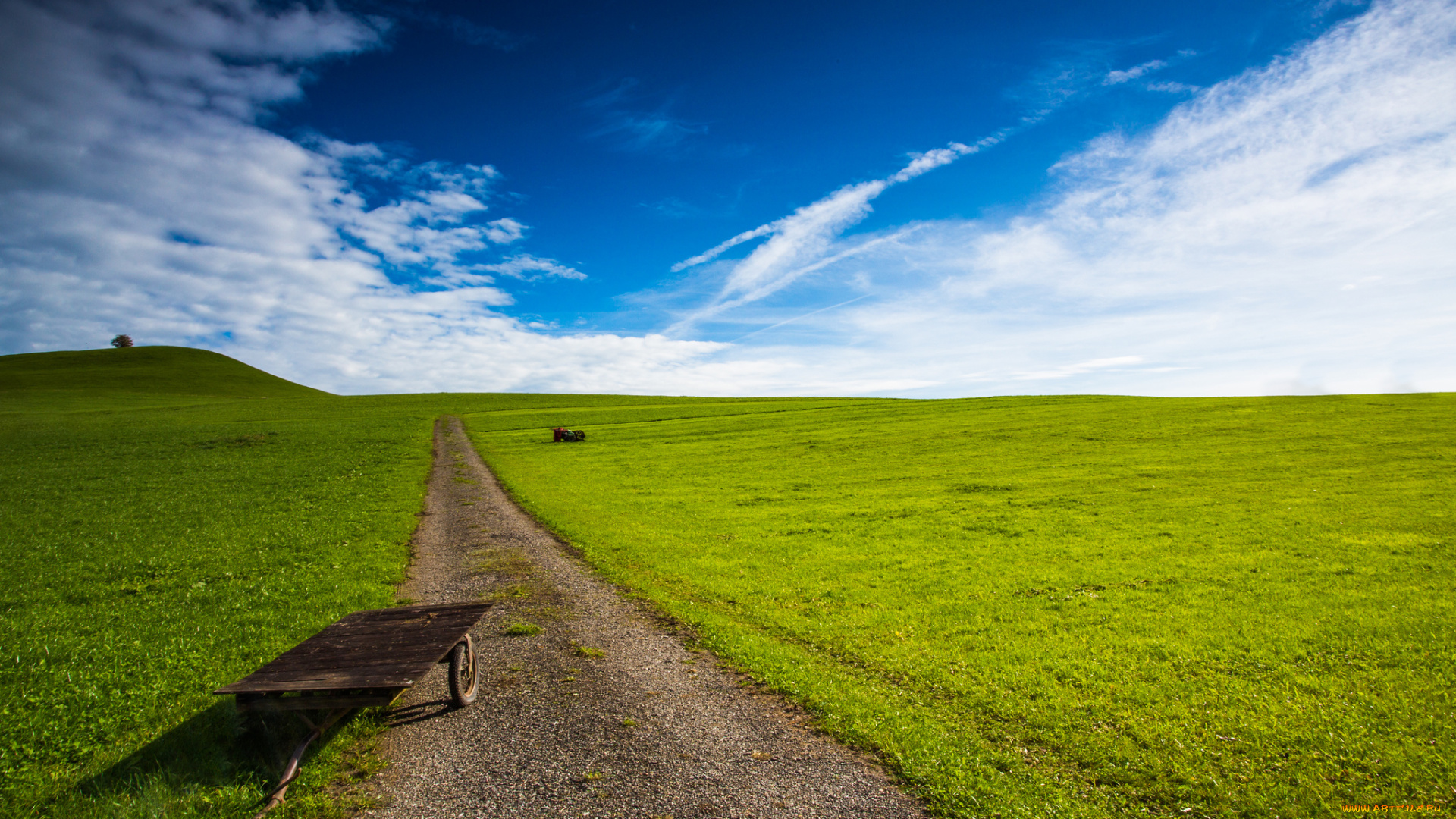 природа, дороги, зелень, небо, тачка, поле