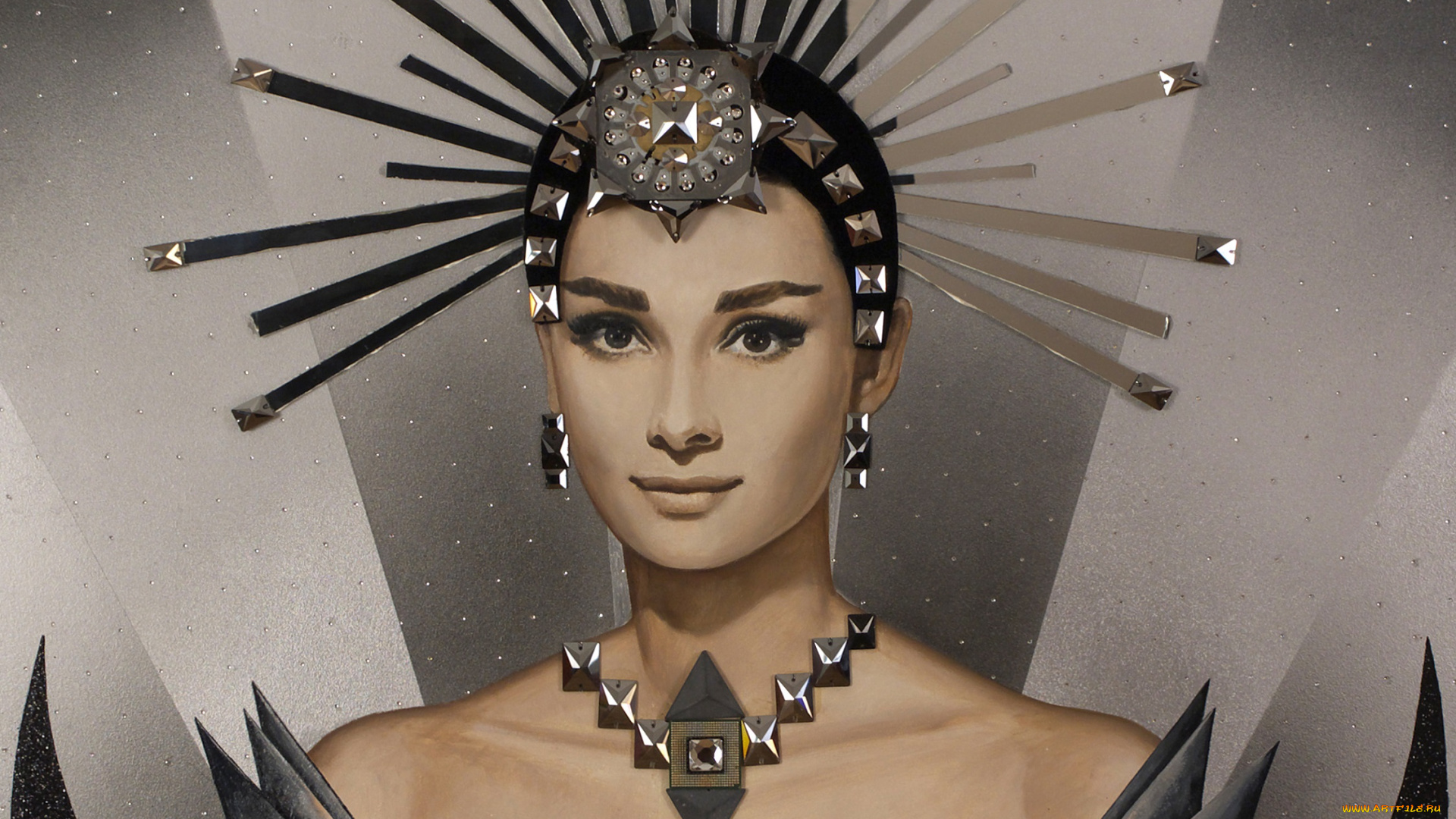 рисованные, люди, одри, хепберн, актриса, портрет, audrey, hepburn, улыбка, девушка