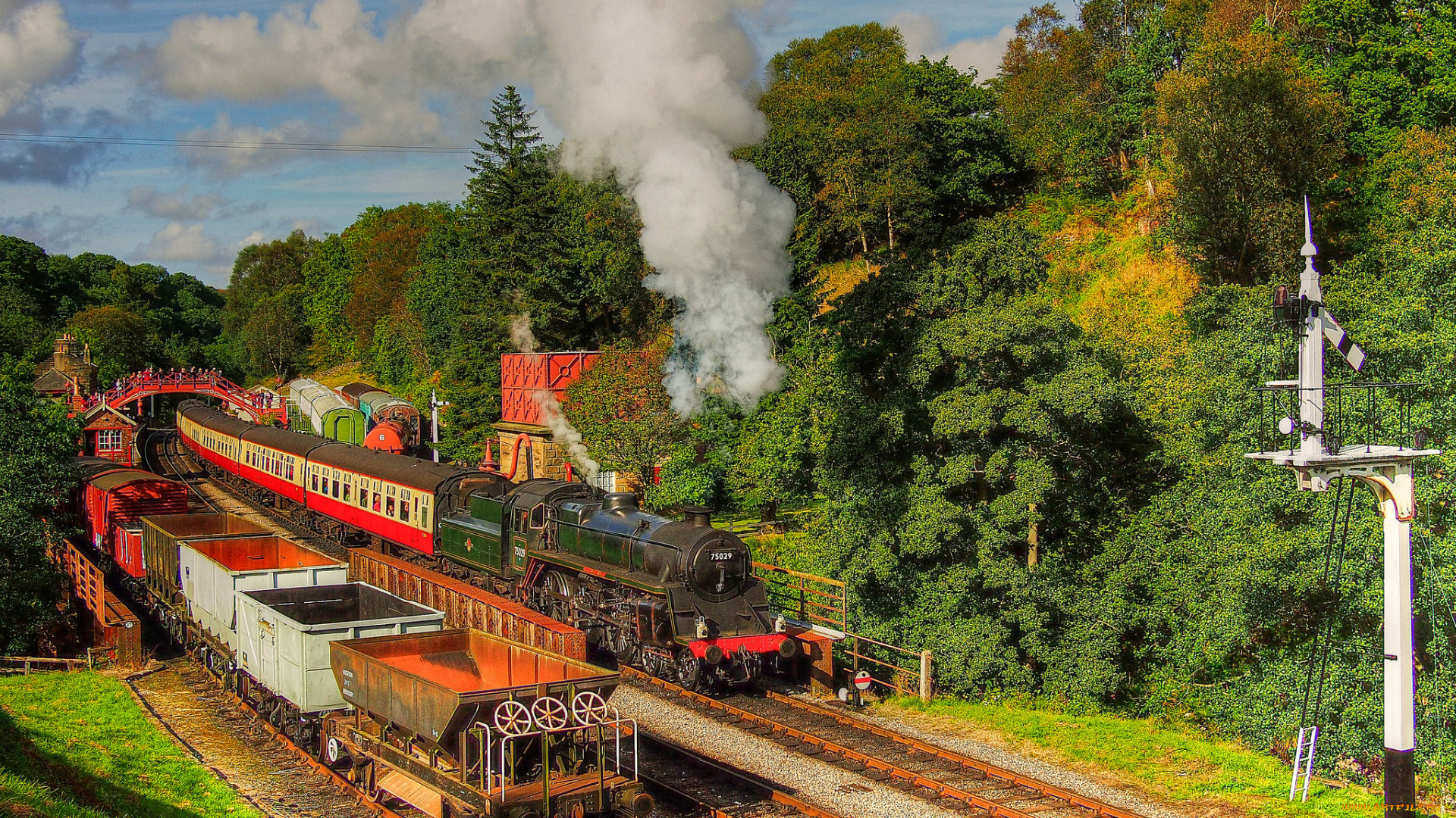 техника, паровозы, дорога, рельсы, железная, вагоны, паровоз