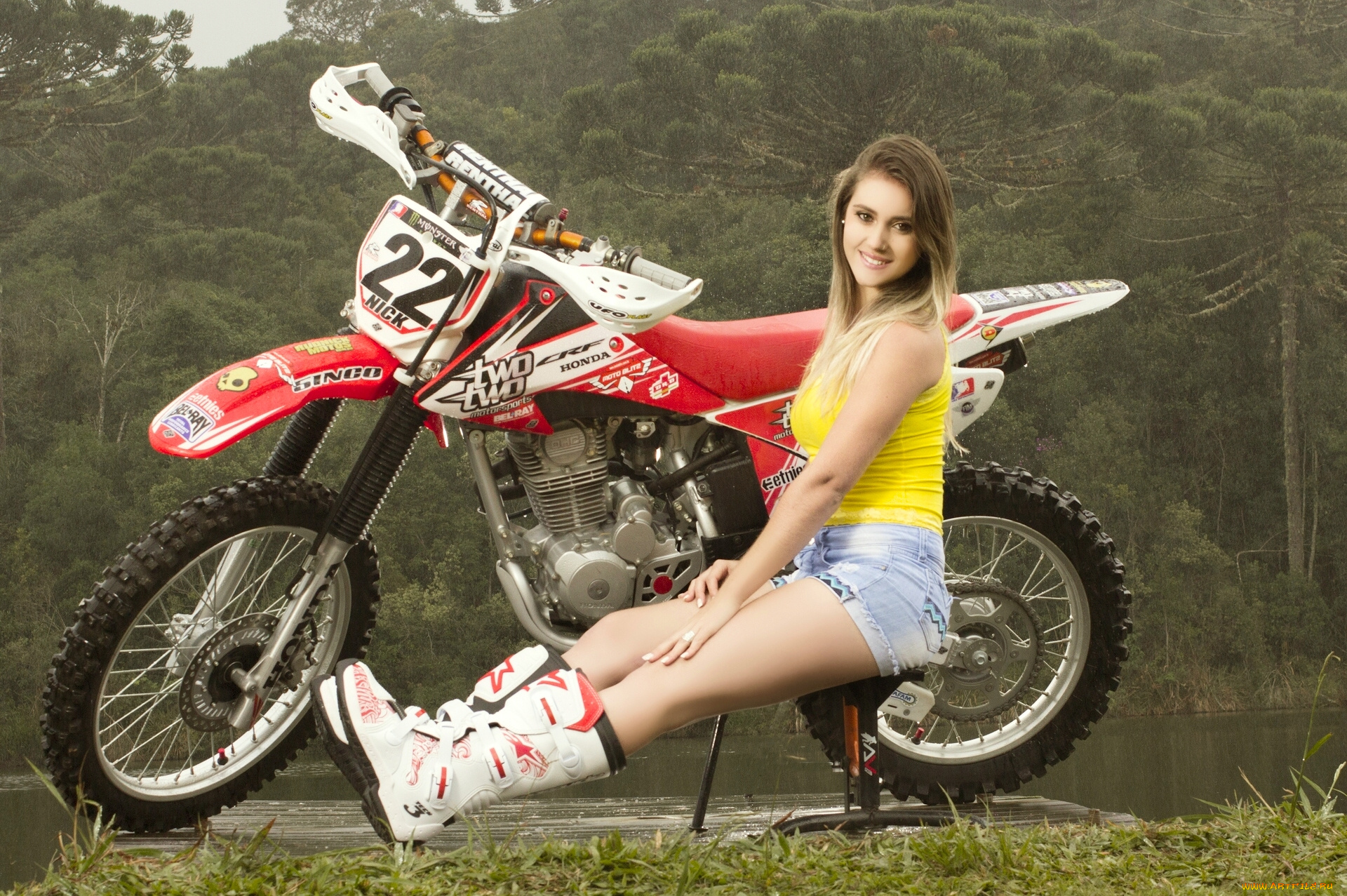 мотоциклы, мото, с, девушкой, honda