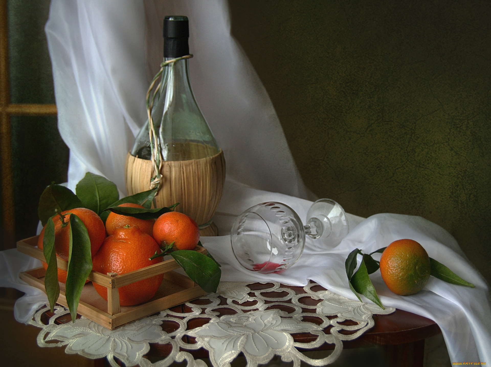 еда, цитрусы, бутылка, мандарин