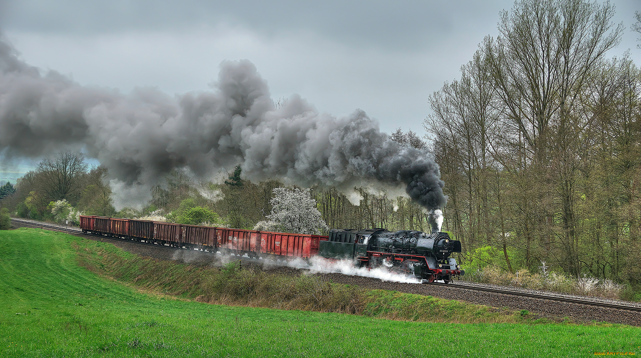техника, паровозы, дорога, железная, паровоз, рельсы