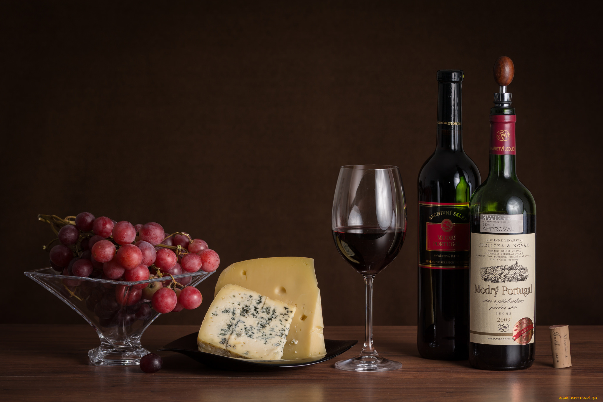 еда, натюрморт, сыр, виноград, бокал, красное, вино