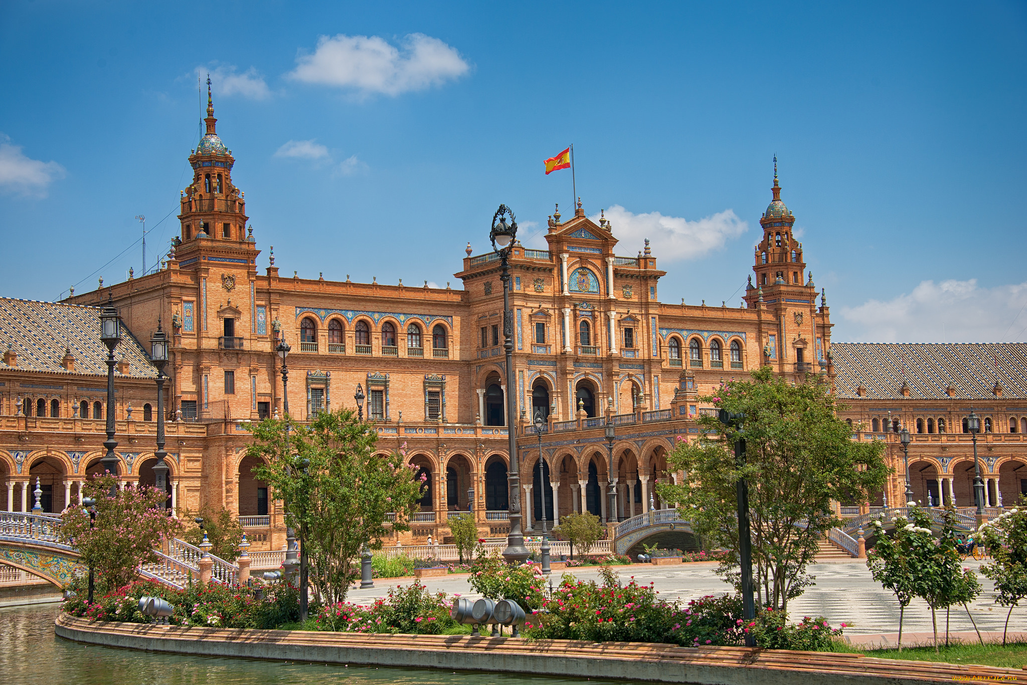 plaza, de, espa&, 241, , seville, , spain, города, севилья, , испания, дворец, парк, площадь