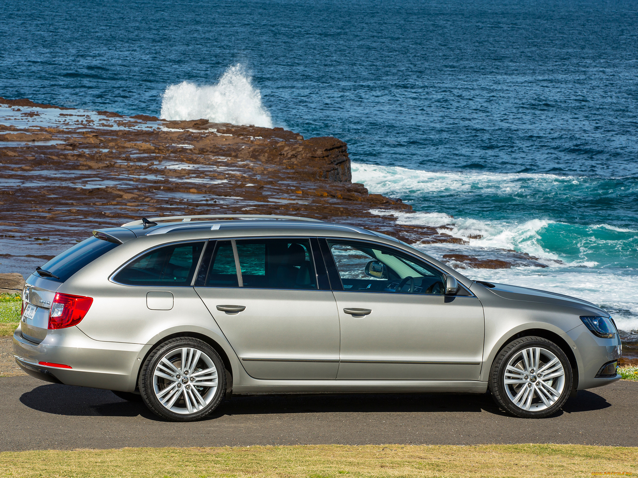 автомобили, skoda, superb, wagon, 2014г, серый
