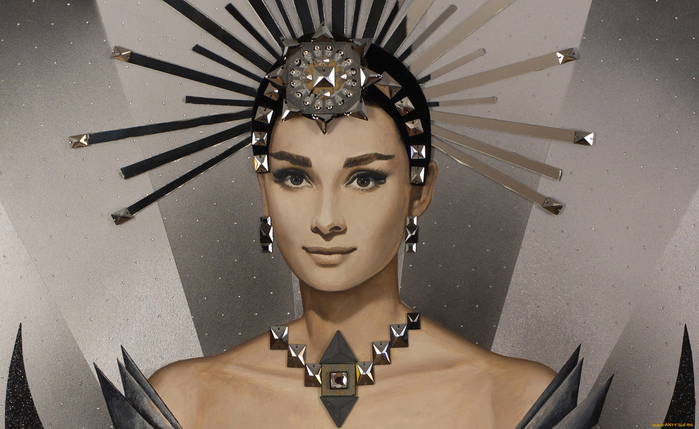 рисованные, люди, одри, хепберн, актриса, портрет, audrey, hepburn, улыбка, девушка