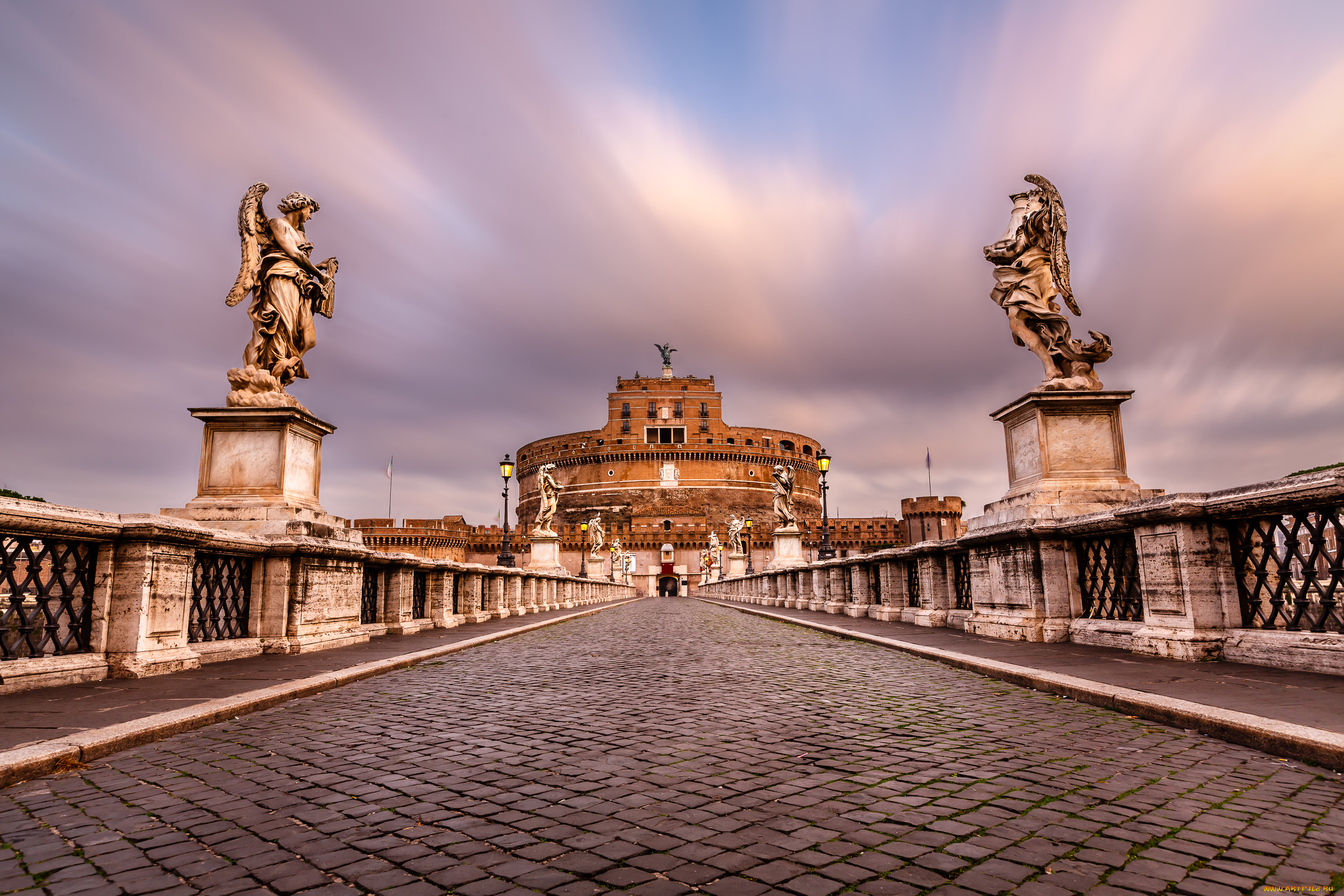 castel, sant`angelo, &, sant`angelo, bridge, -, rome, , italy, города, рим, , ватикан, , италия, castel, sant'angelo, мост, святого, ангела, mausoleum, of, hadrian, брусчатка, rome, bridge, ponte, скульптуры, italy, замок