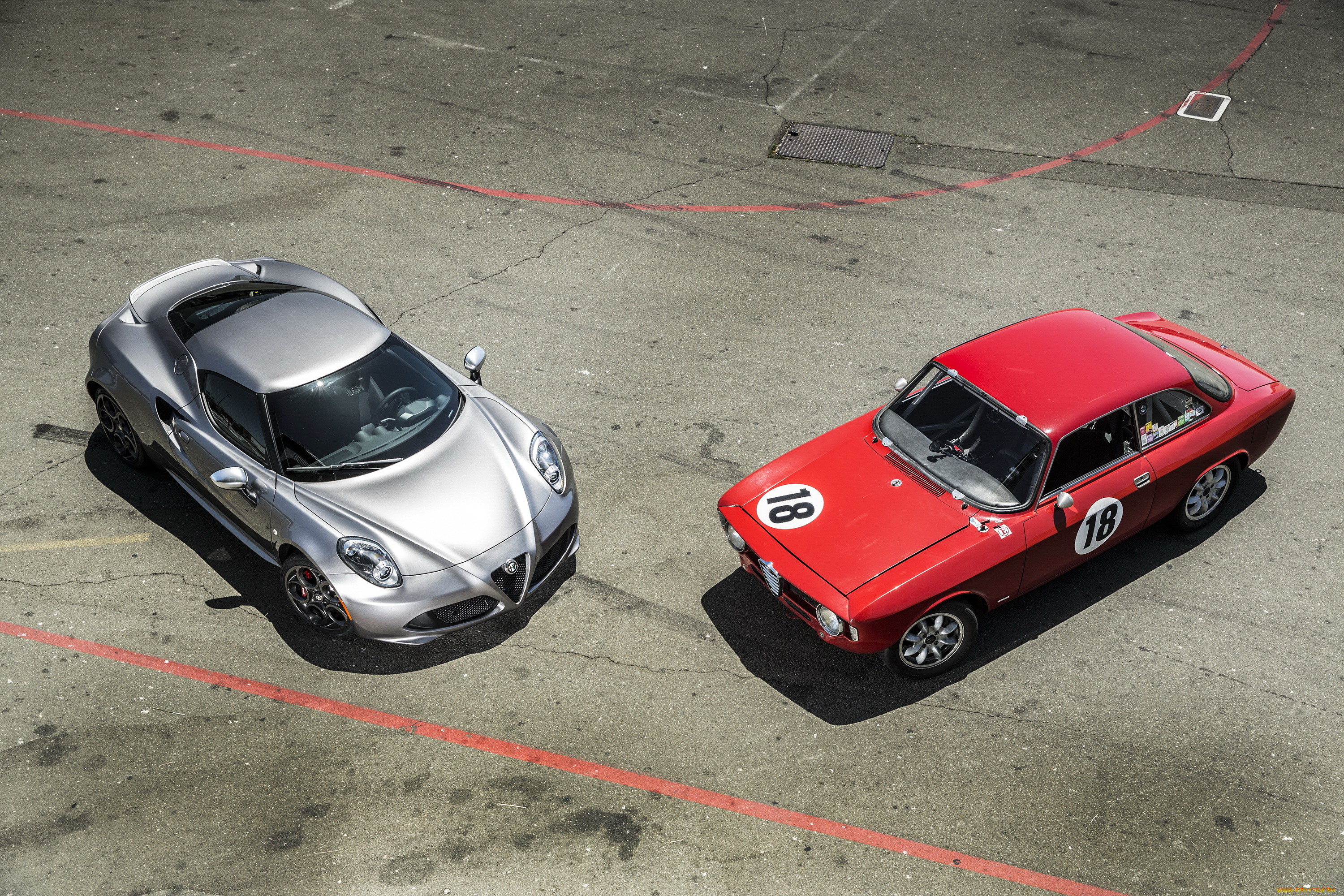 2015, alfa, romeo, 4c, автомобили, alfa, romeo, два, серебристый, красный, alfa, romeo