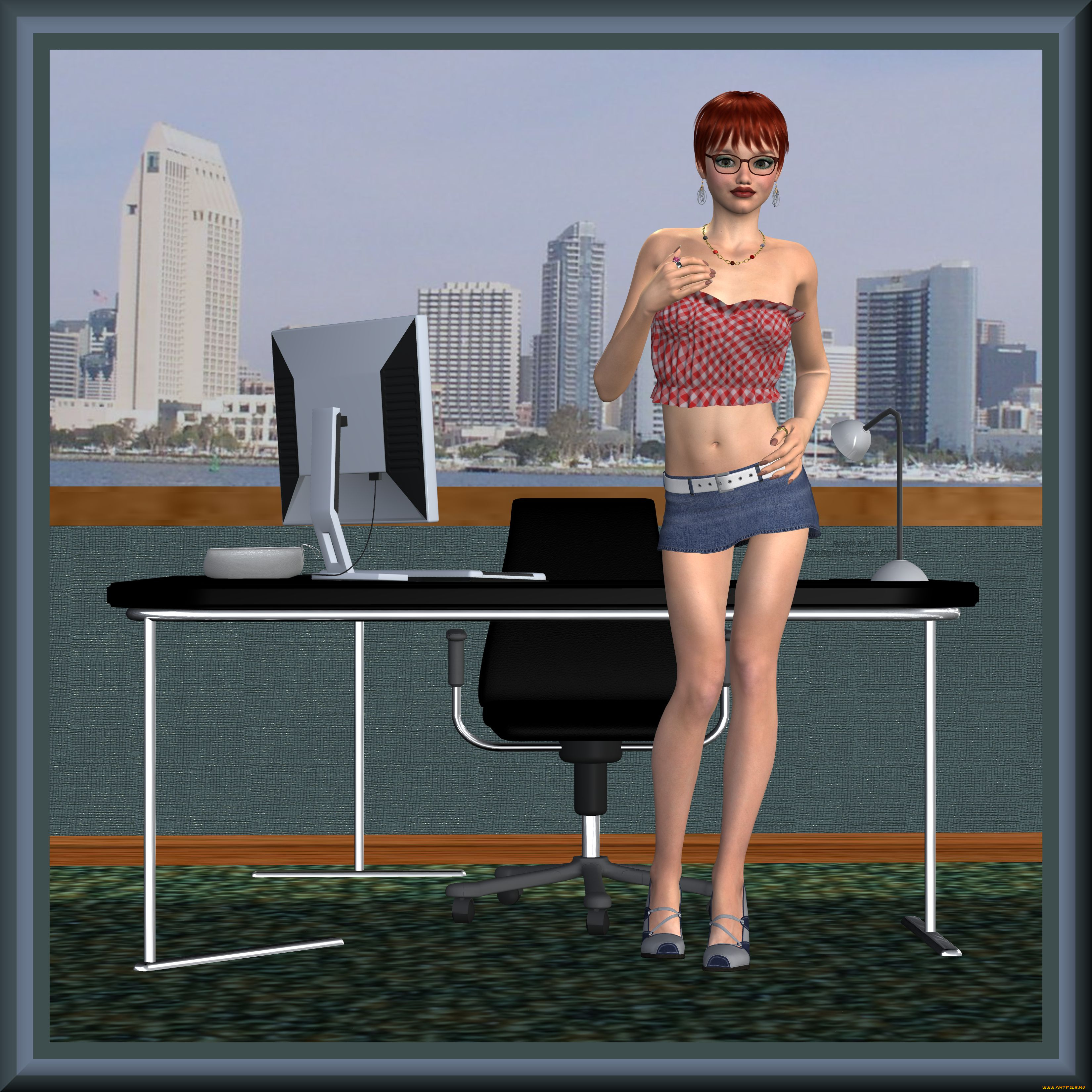 3д, графика, люди, , people, рыжая, взгляд, девушка