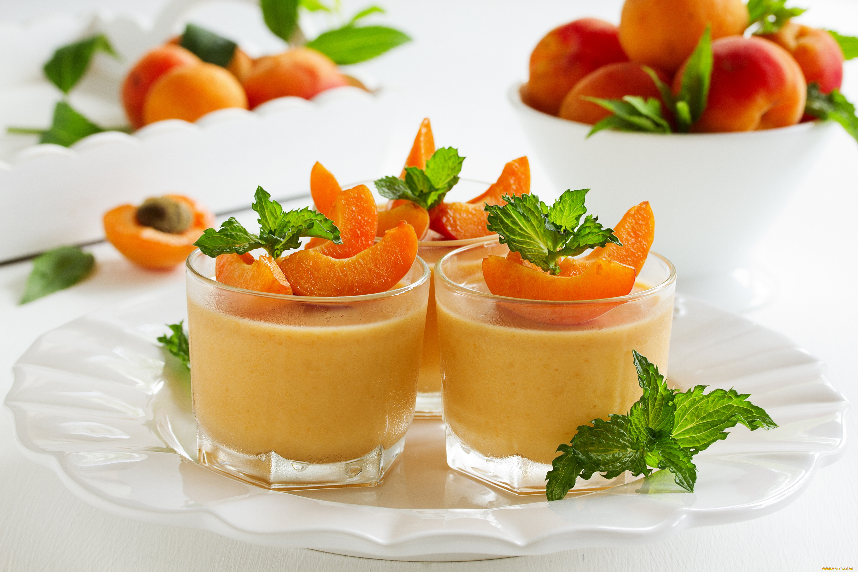 еда, мороженое, , десерты, мята, абрикосы