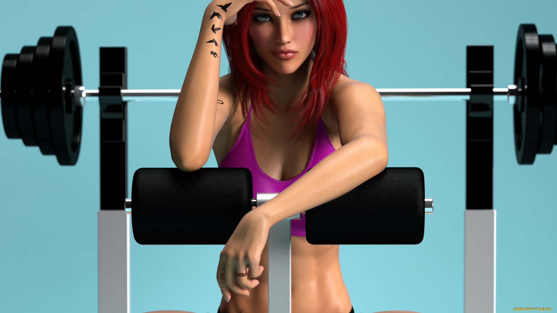 3д, графика, люди, , people, девушка, взгляд, фон, рыжая