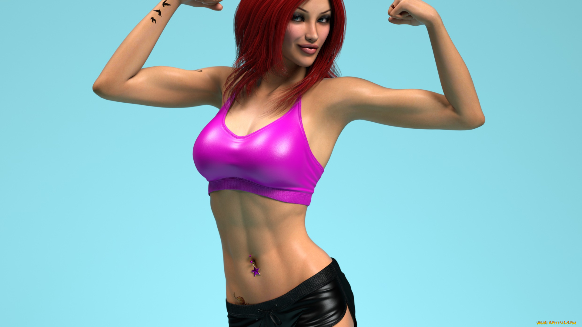 3д, графика, люди, , people, девушка, взгляд, фон, рыжая