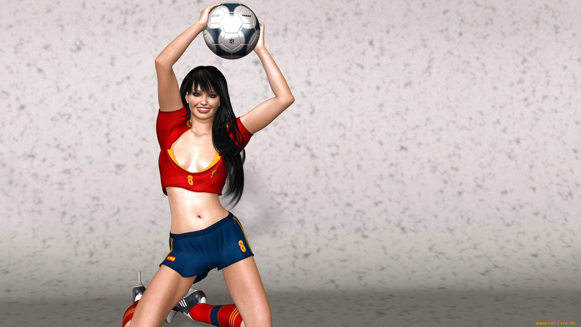 3д, графика, люди, , people, взгляд, девушка, мяч, фон