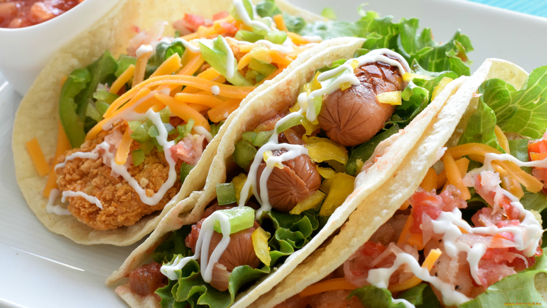 еда, бутерброды, , гамбургеры, , канапе, овощи, тортильяс, тако, закуска, сосиски, соус