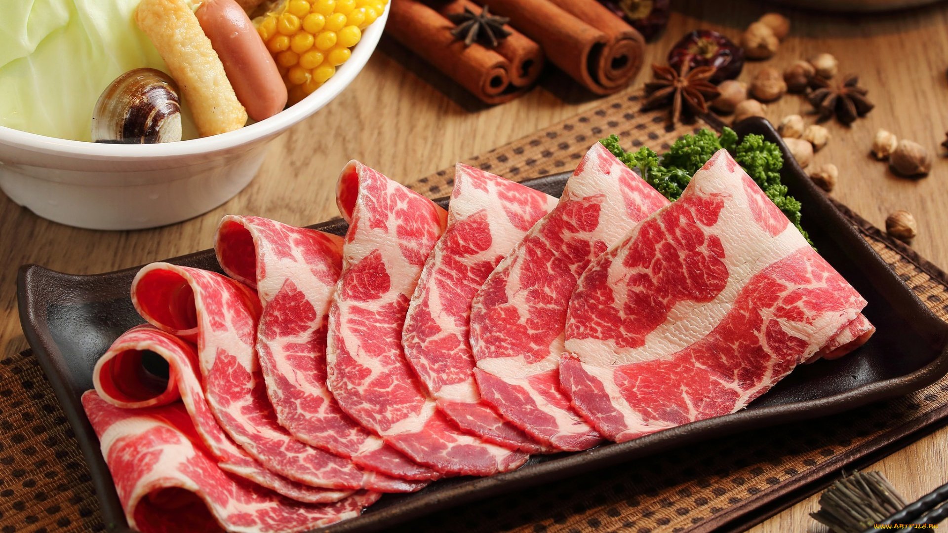 еда, колбасные, изделия, нарезка, мясо, бадьян, корица, специи