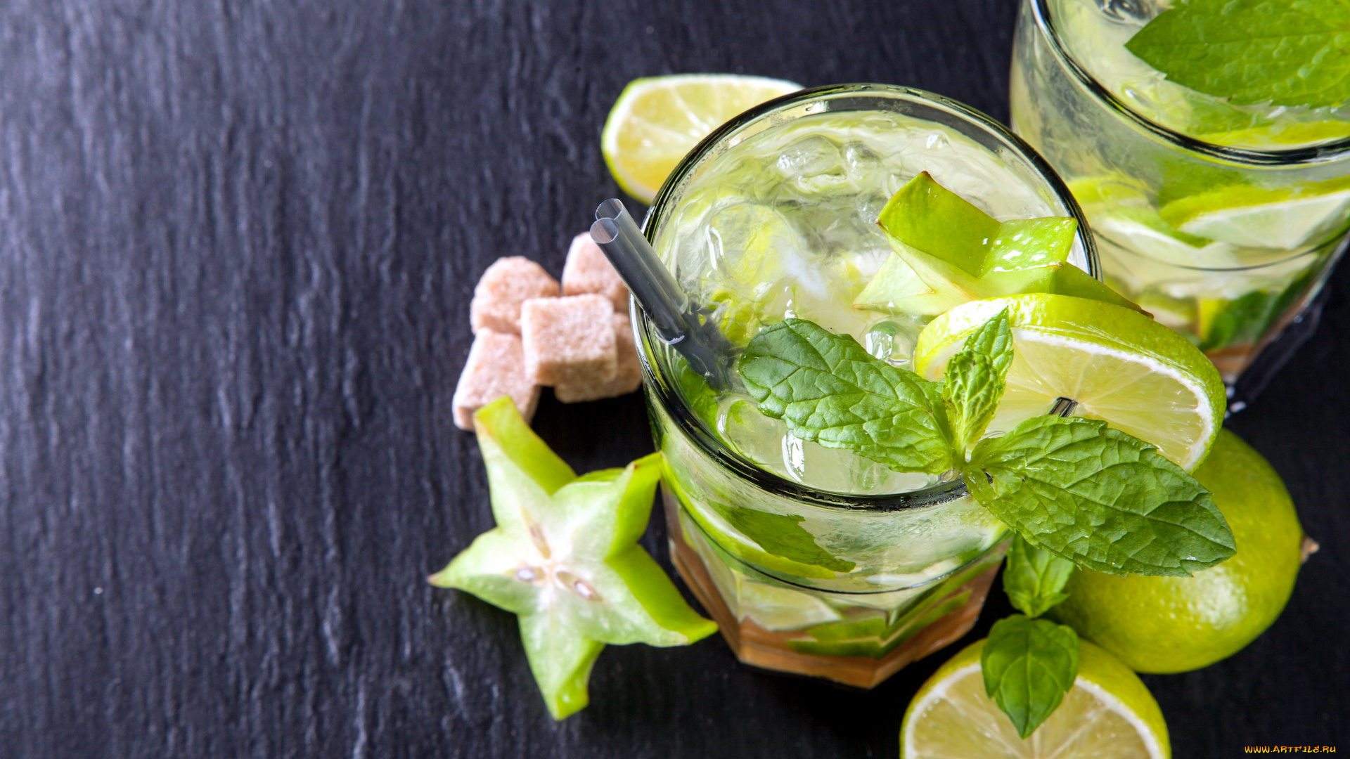 еда, напитки, , коктейль, карамбола, мята, лимон, сахар