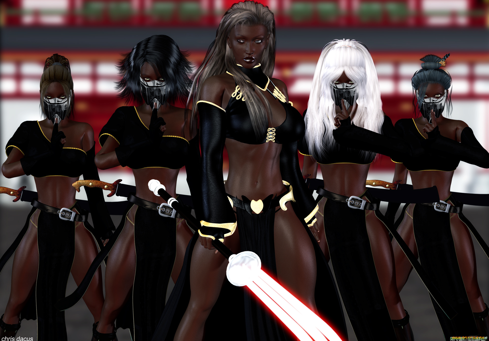 3д, графика, фантазия, , fantasy, оружие, девушки, взгляд, фон