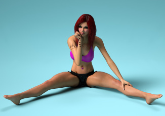 обоя 3д графика, люди , people, девушка, взгляд, фон, рыжая