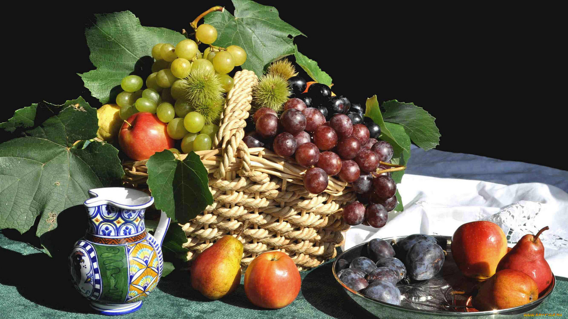 еда, натюрморт, посуда, фрукты