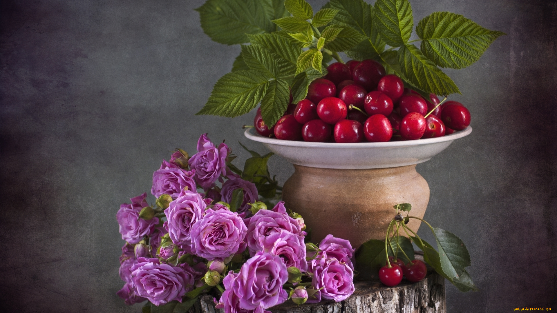 еда, вишня, , черешня, розы, ягоды