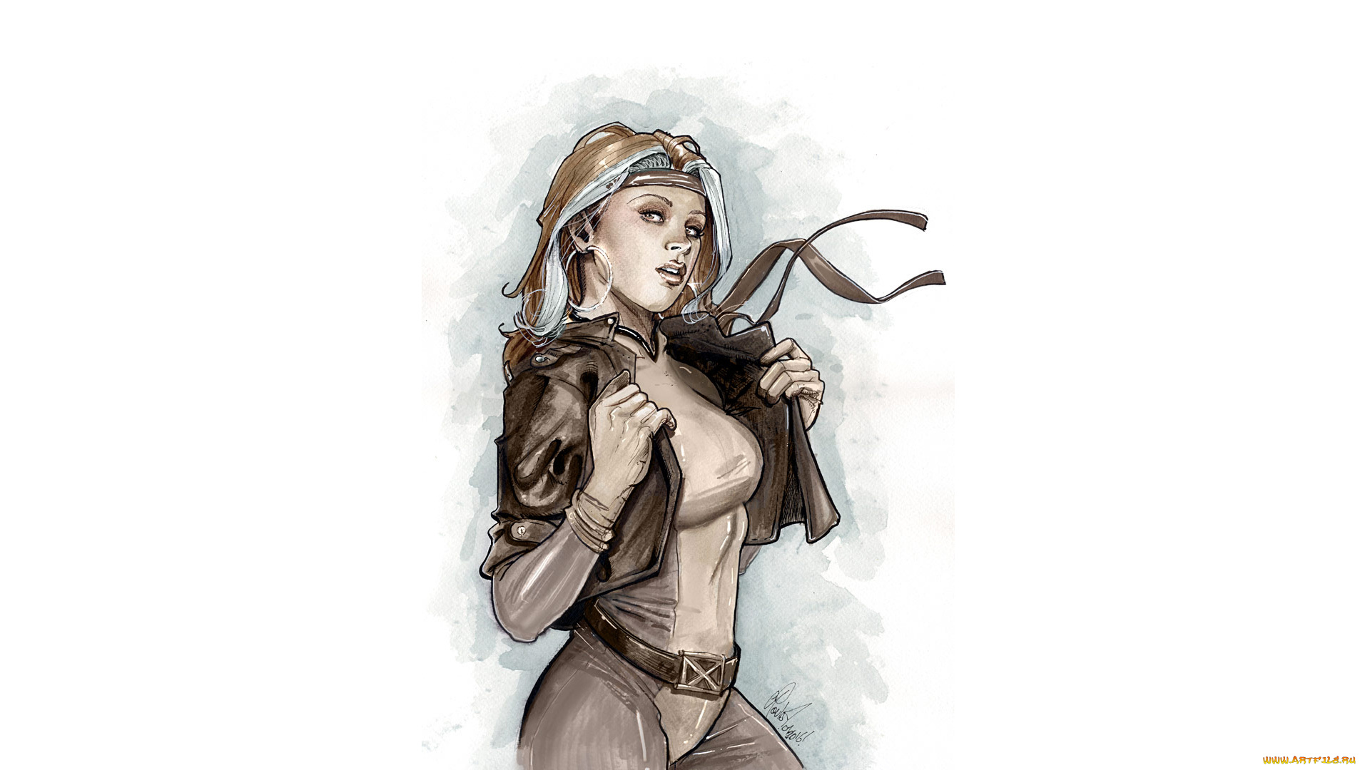 рисованное, люди, фон, взгляд, девушка