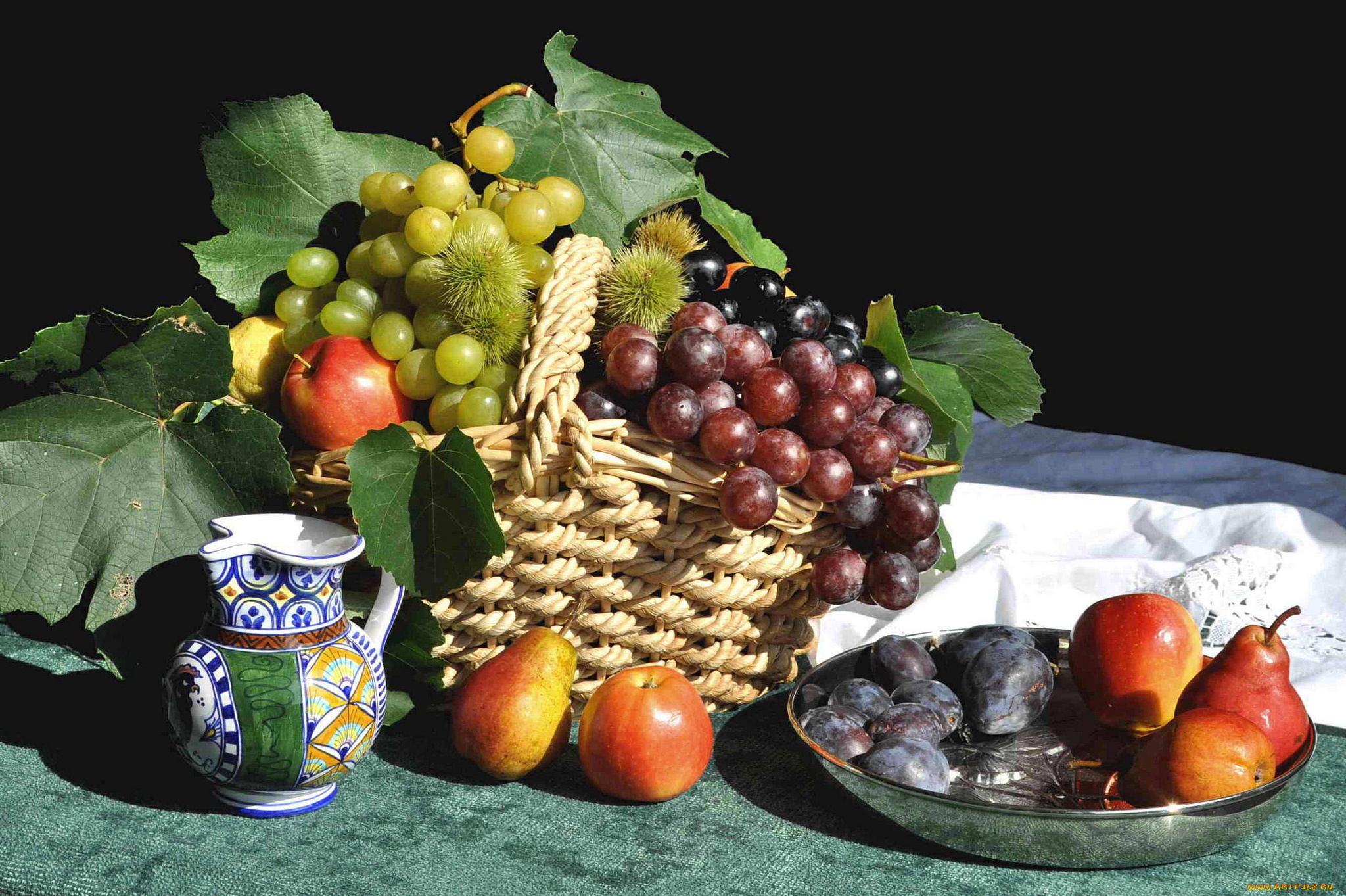 еда, натюрморт, посуда, фрукты
