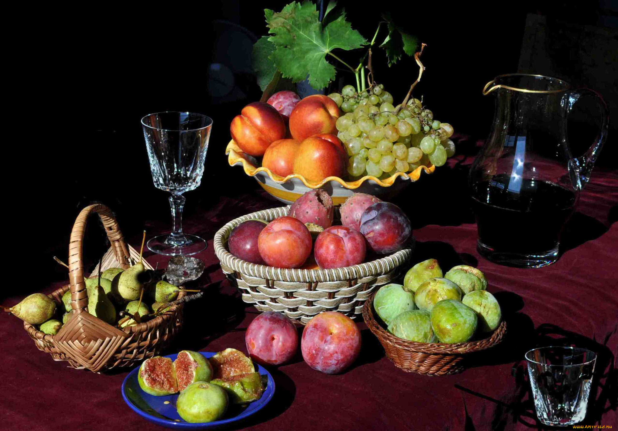 еда, натюрморт, посуда, фрукты
