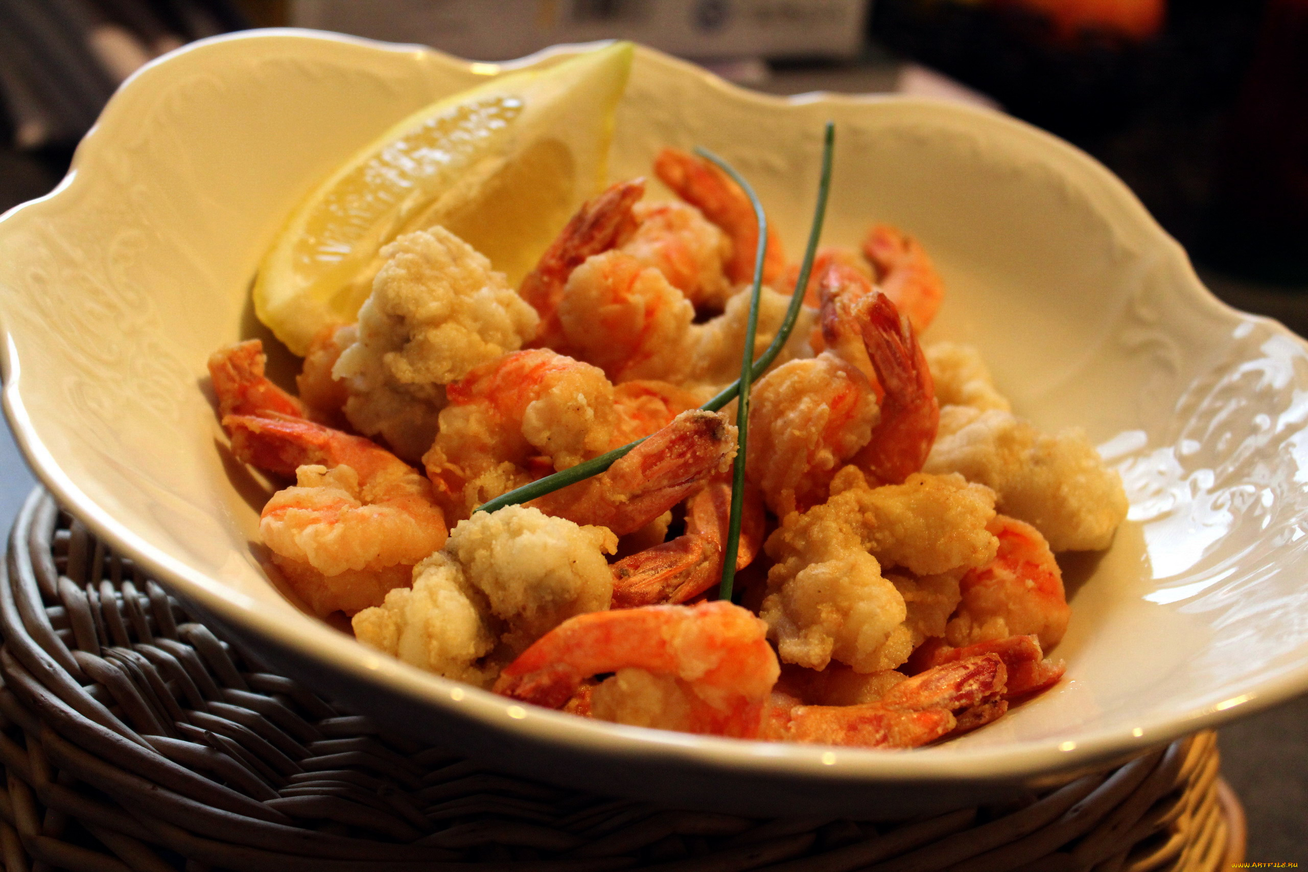 еда, рыбные, блюда, , с, морепродуктами, лимон, креветки