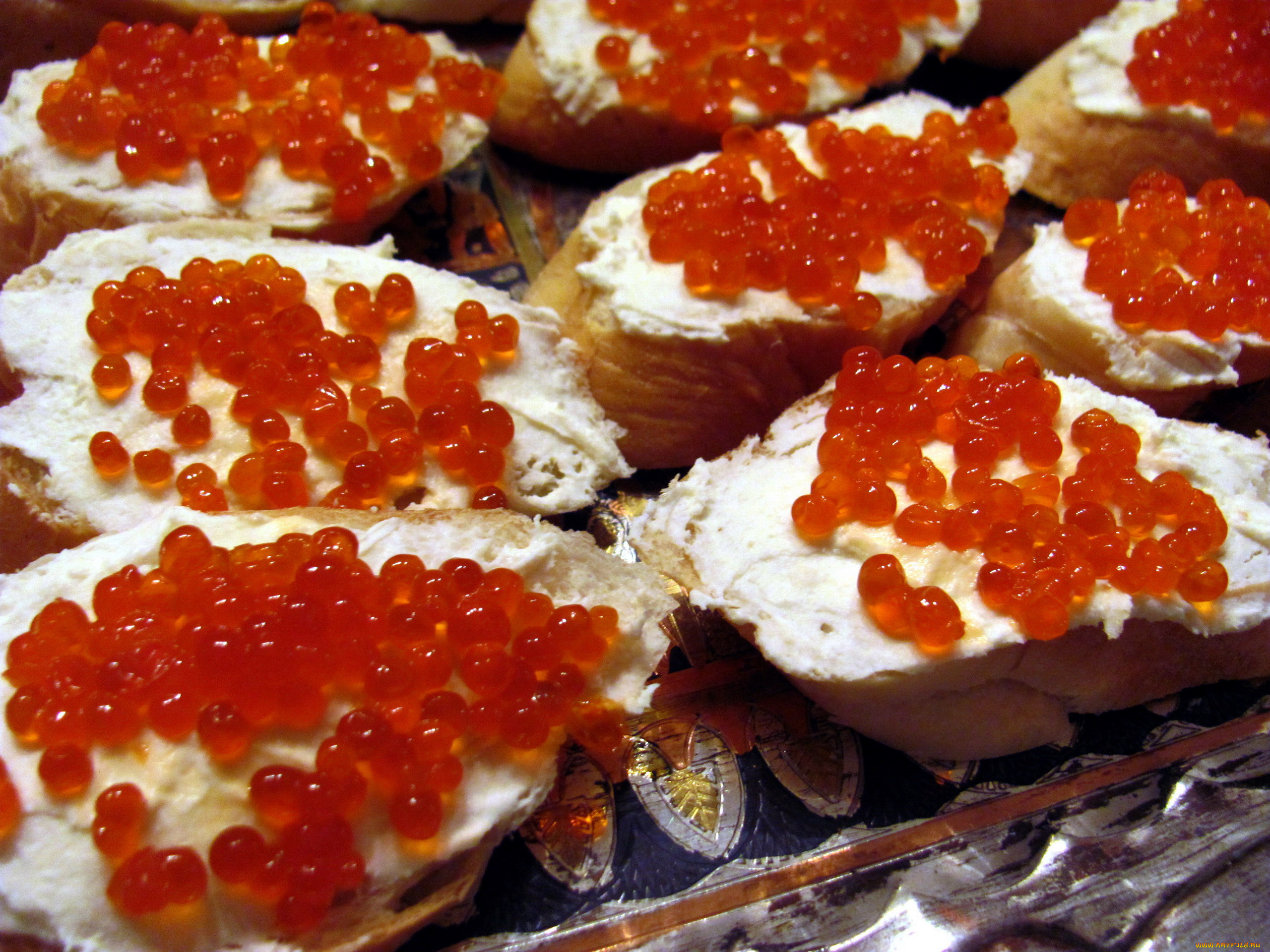 еда, икра, красная, масло, багет